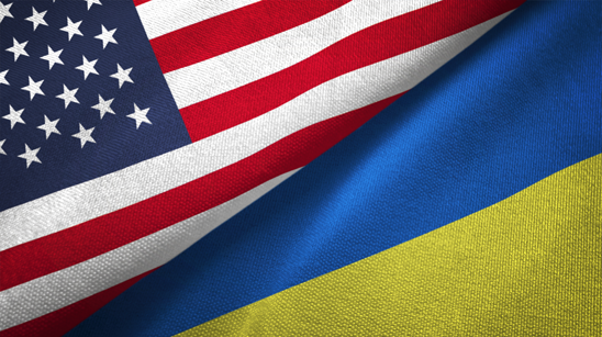 Ukraine USA Flags