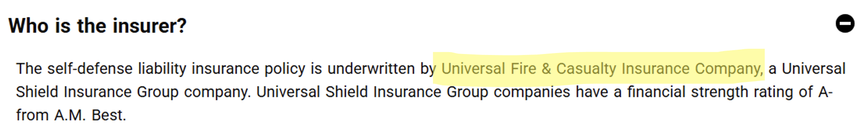 screenshot as taken from USCCA membership agreement